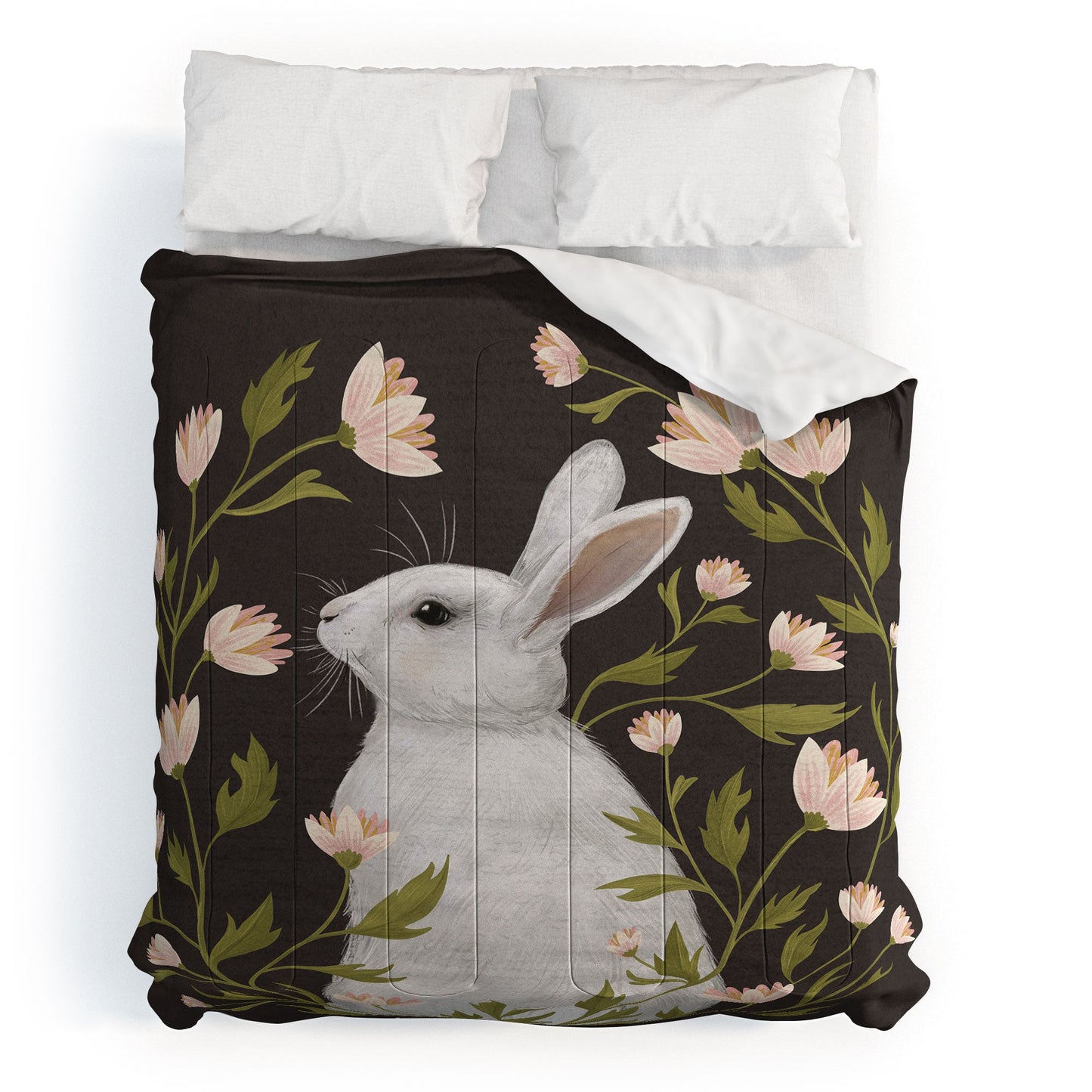 Laura Graves White Rabbit Floral Comforter