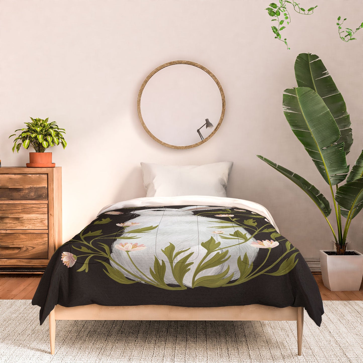 Laura Graves White Rabbit Floral Comforter