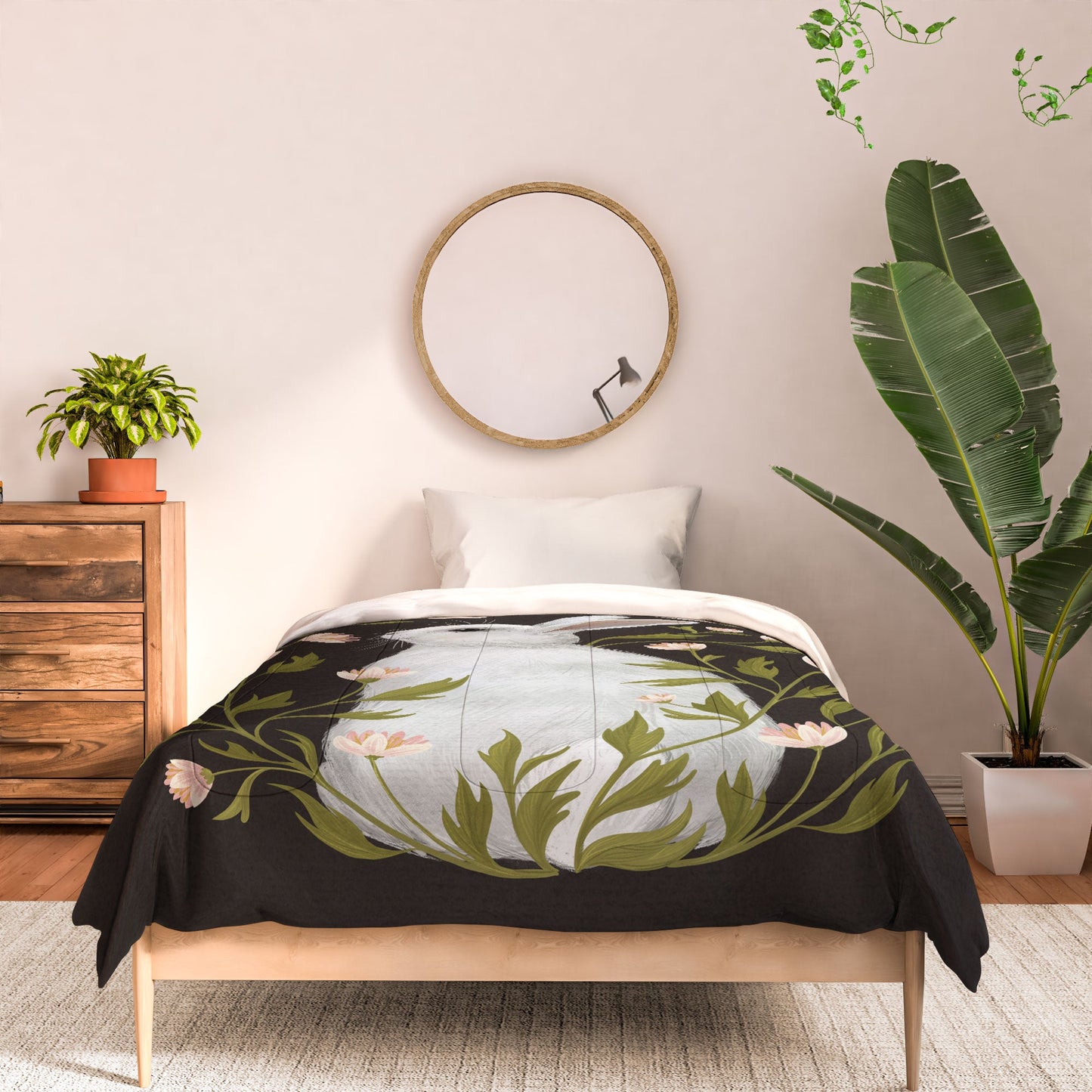 Laura Graves White Rabbit Floral Comforter