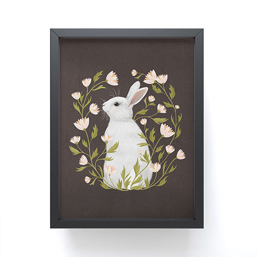 Laura Graves White Rabbit Floral Framed Mini Art Print