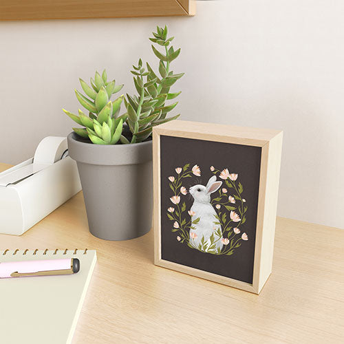 Laura Graves White Rabbit Floral Framed Mini Art Print