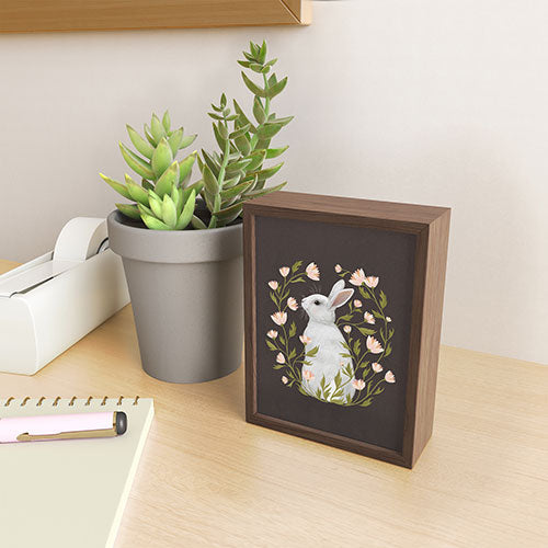 Laura Graves White Rabbit Floral Framed Mini Art Print