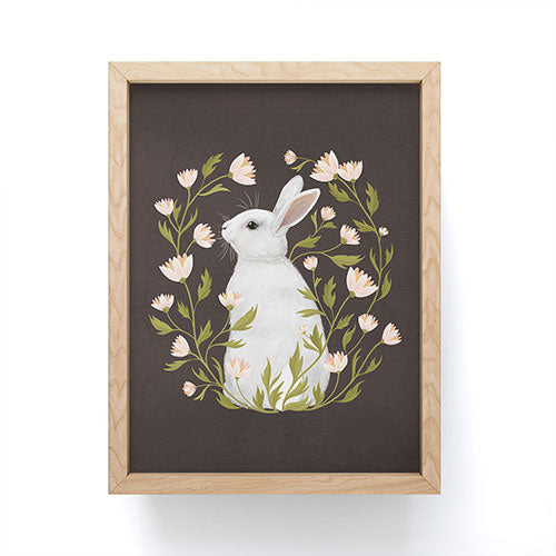 Laura Graves White Rabbit Floral Framed Mini Art Print