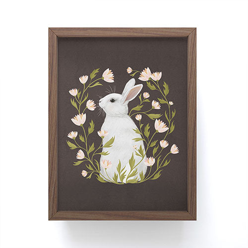Laura Graves White Rabbit Floral Framed Mini Art Print