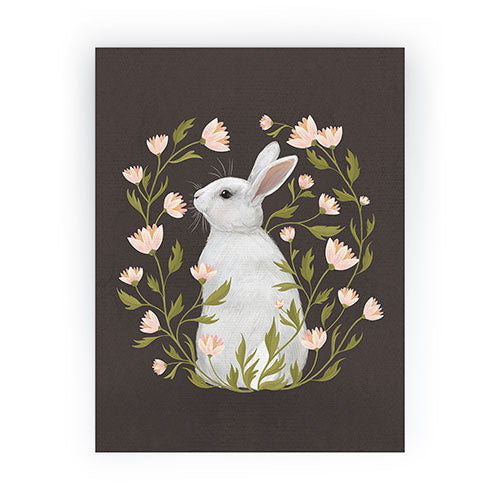 Laura Graves White Rabbit Floral Mini Art Print