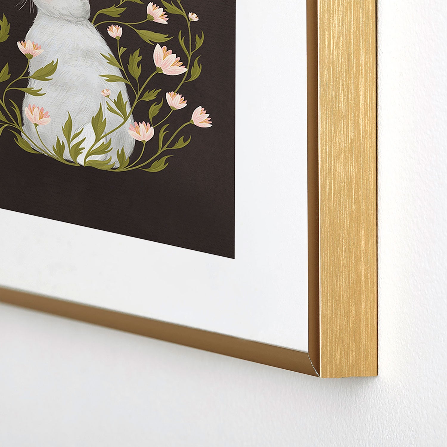 Laura Graves White Rabbit Floral Metal Framed Art Print