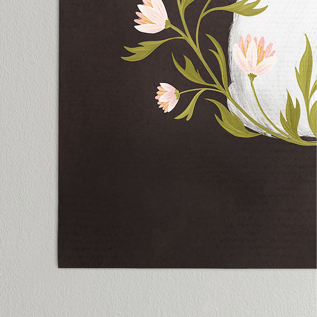 Laura Graves White Rabbit Floral Poster