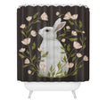 Laura Graves White Rabbit Floral Shower Curtain