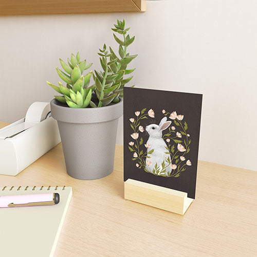 Laura Graves White Rabbit Floral Mini Art Print