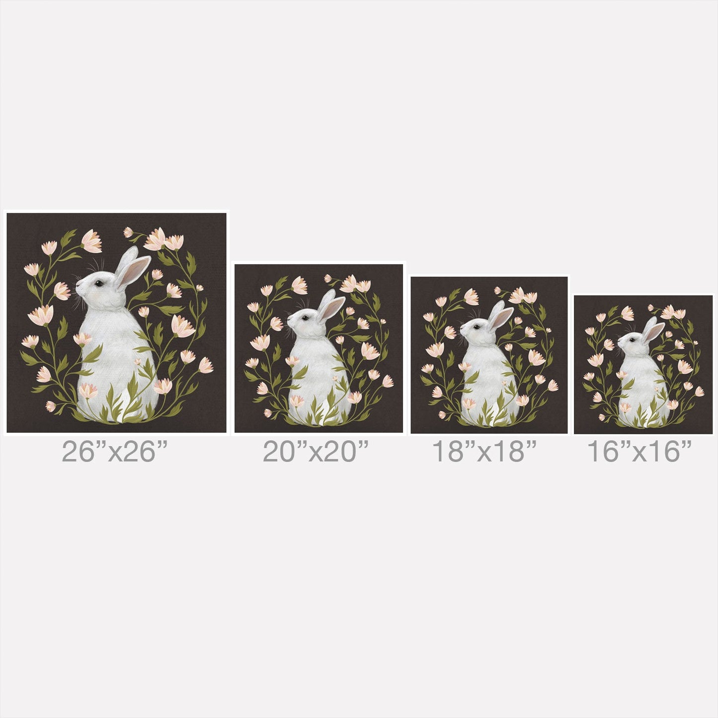 Laura Graves White Rabbit Floral Outdoor Throw Pillow