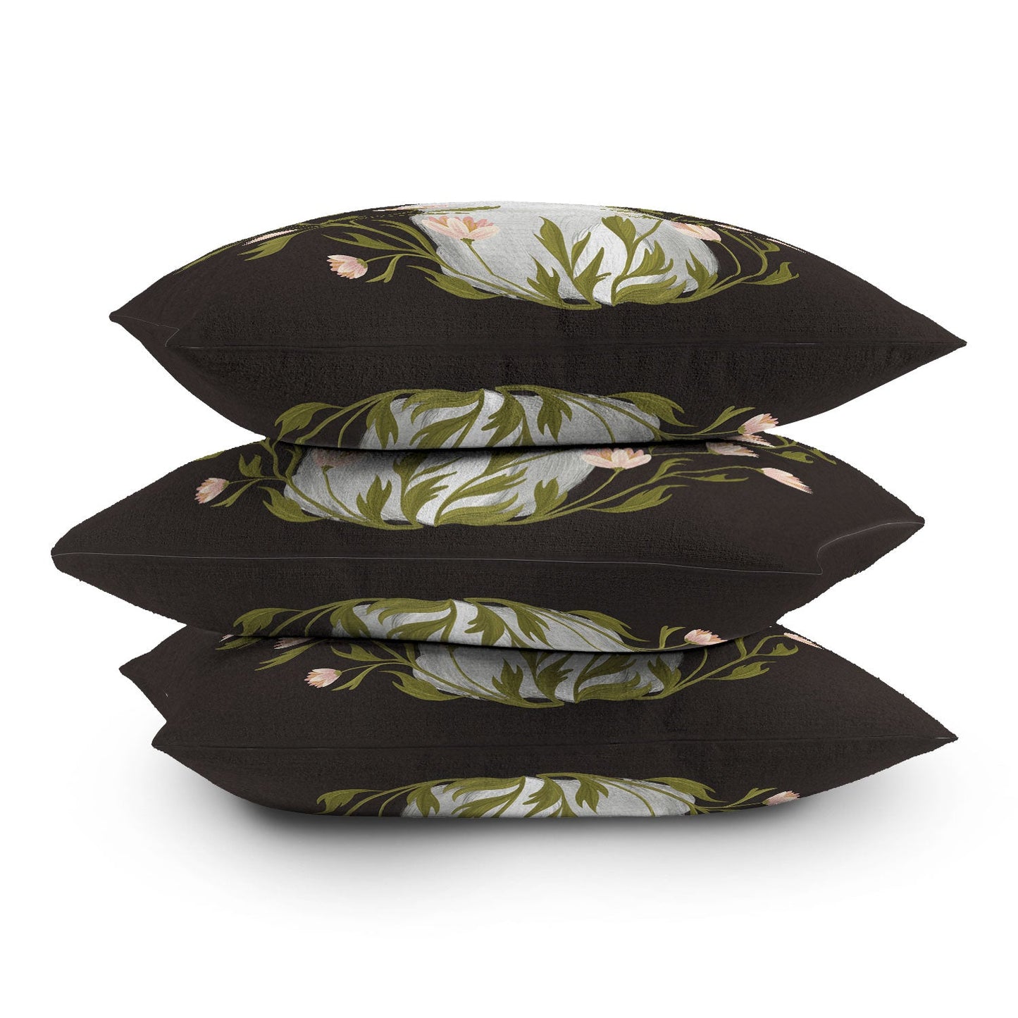 Laura Graves White Rabbit Floral Outdoor Throw Pillow