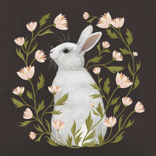Laura Graves White Rabbit Floral Shower Curtain