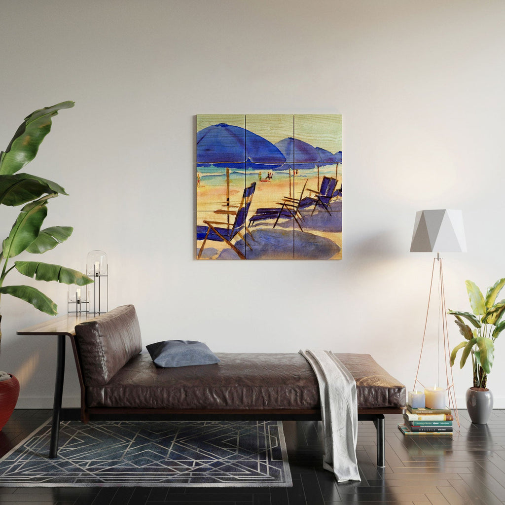 Laura Trevey Beach Chairs Wood Wall Mural