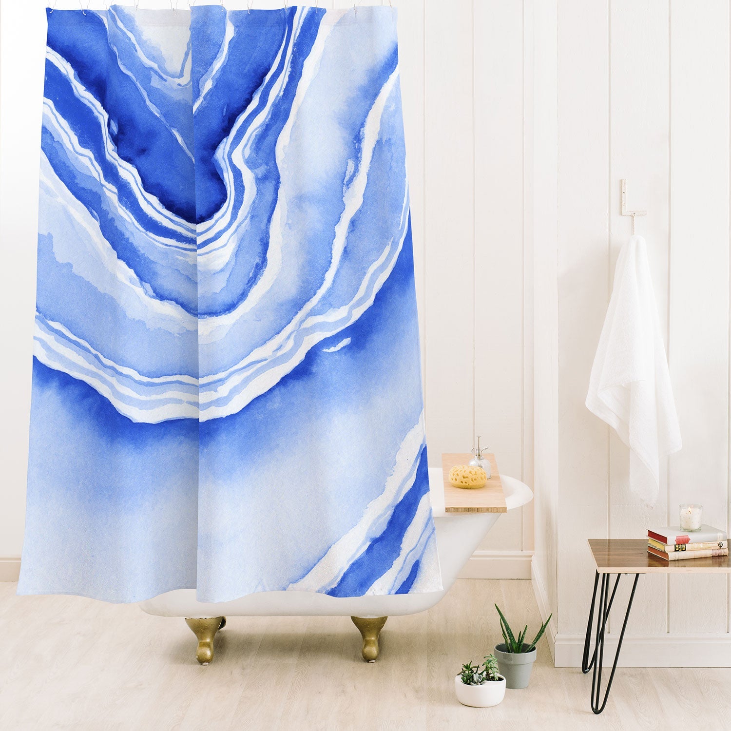 Laura Trevey Blue Lace Agate Shower Curtain