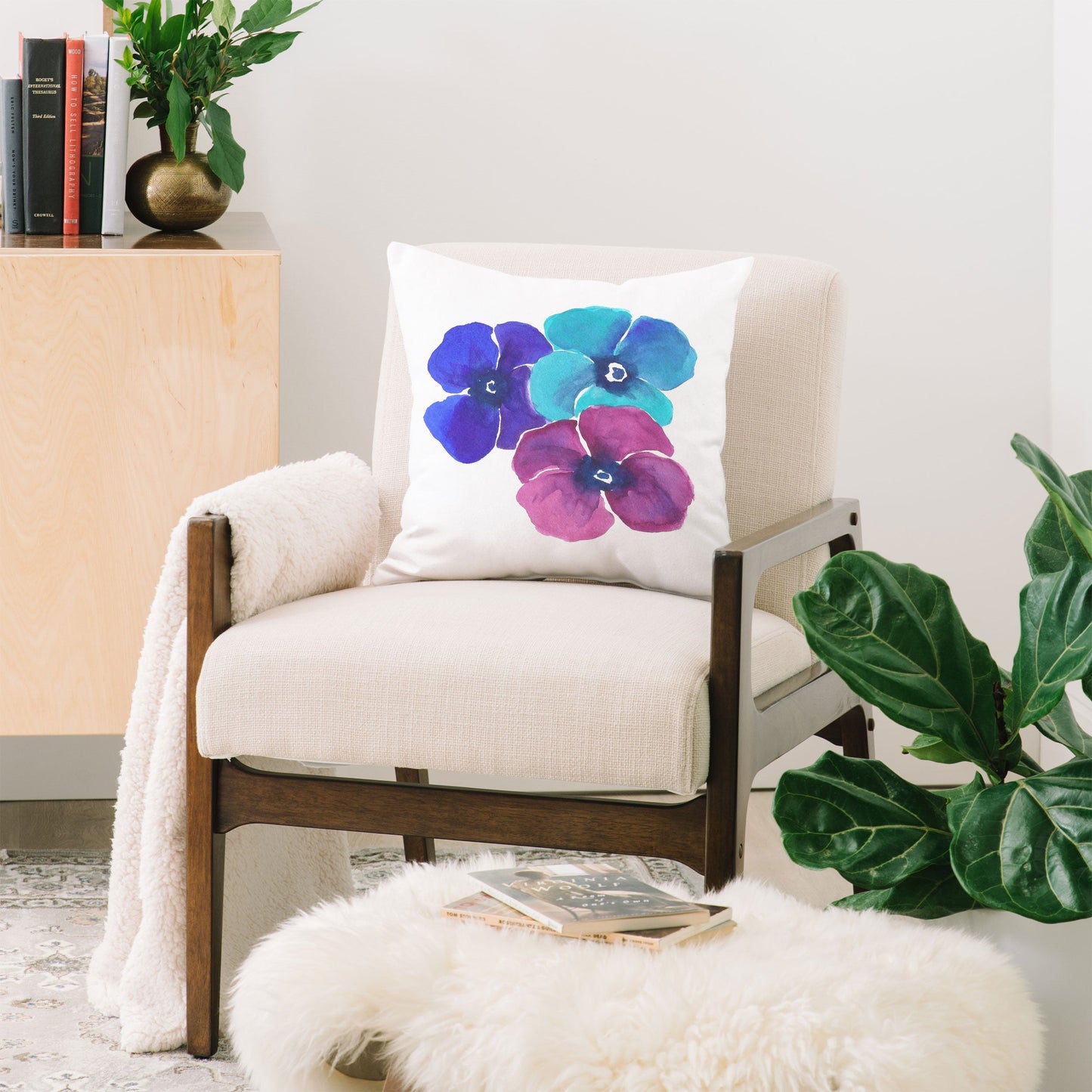 Laura Trevey Jewel Tone Pansies Throw Pillow