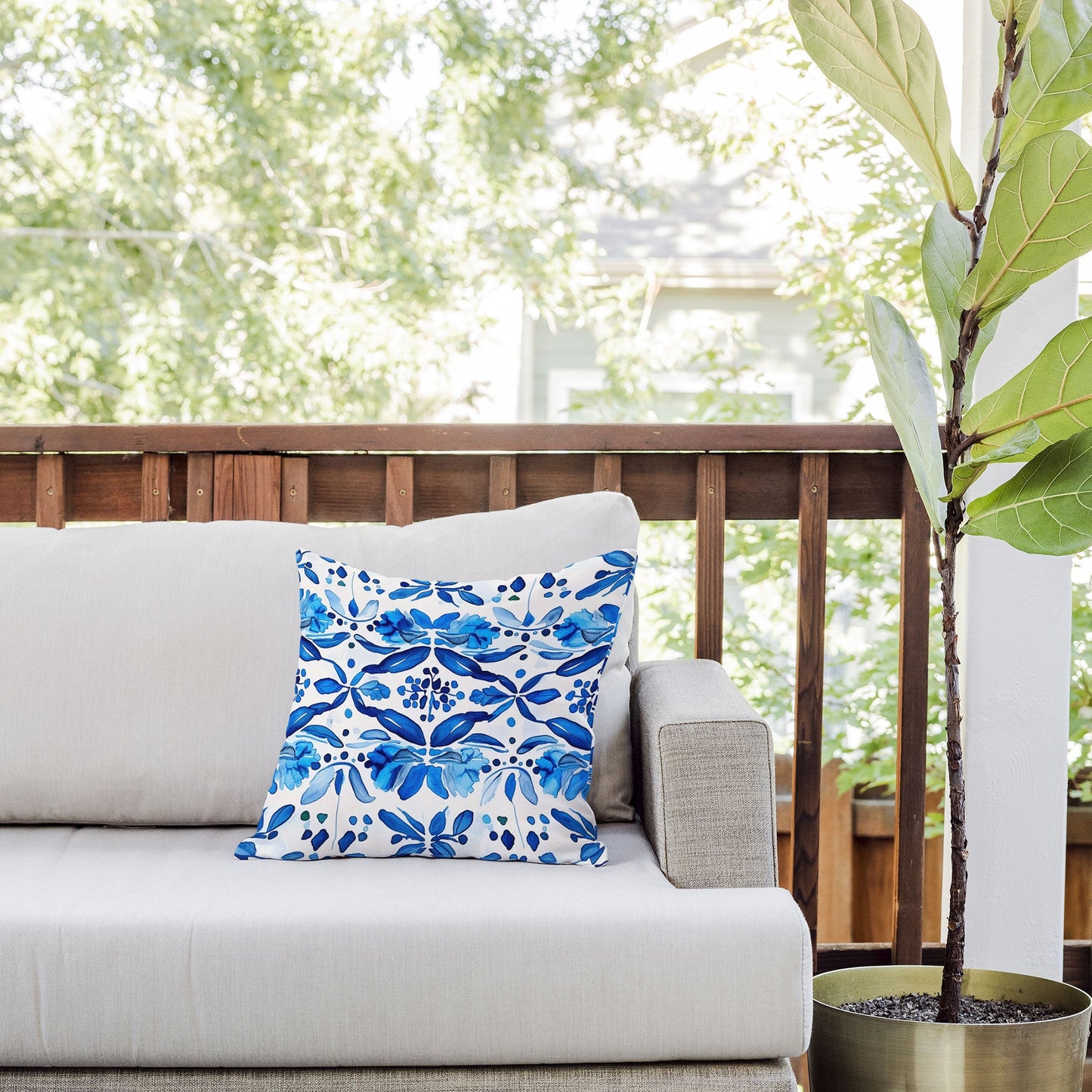 Laura Trevey Madrid Mist Outdoor Throw Pillow