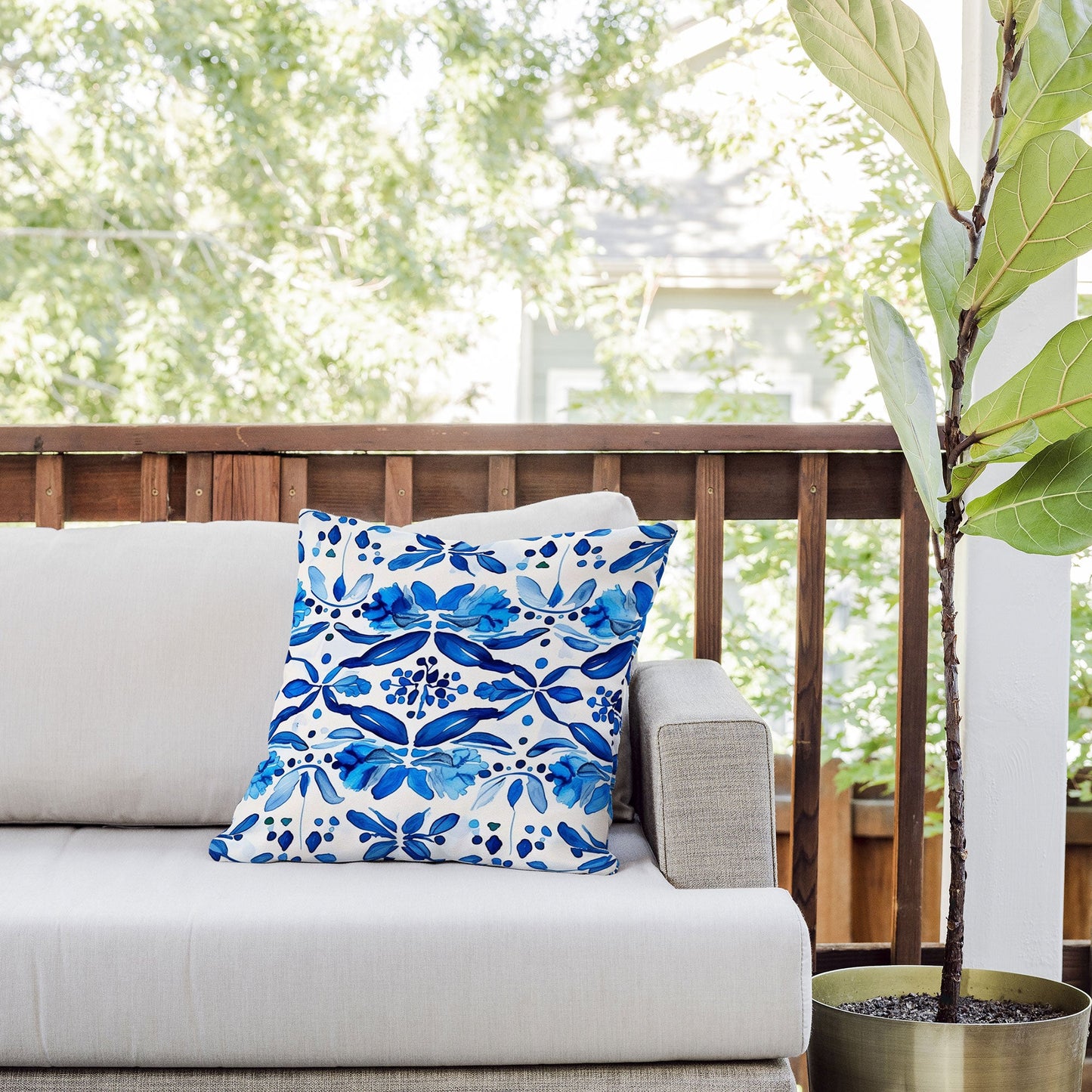 Laura Trevey Madrid Mist Outdoor Throw Pillow