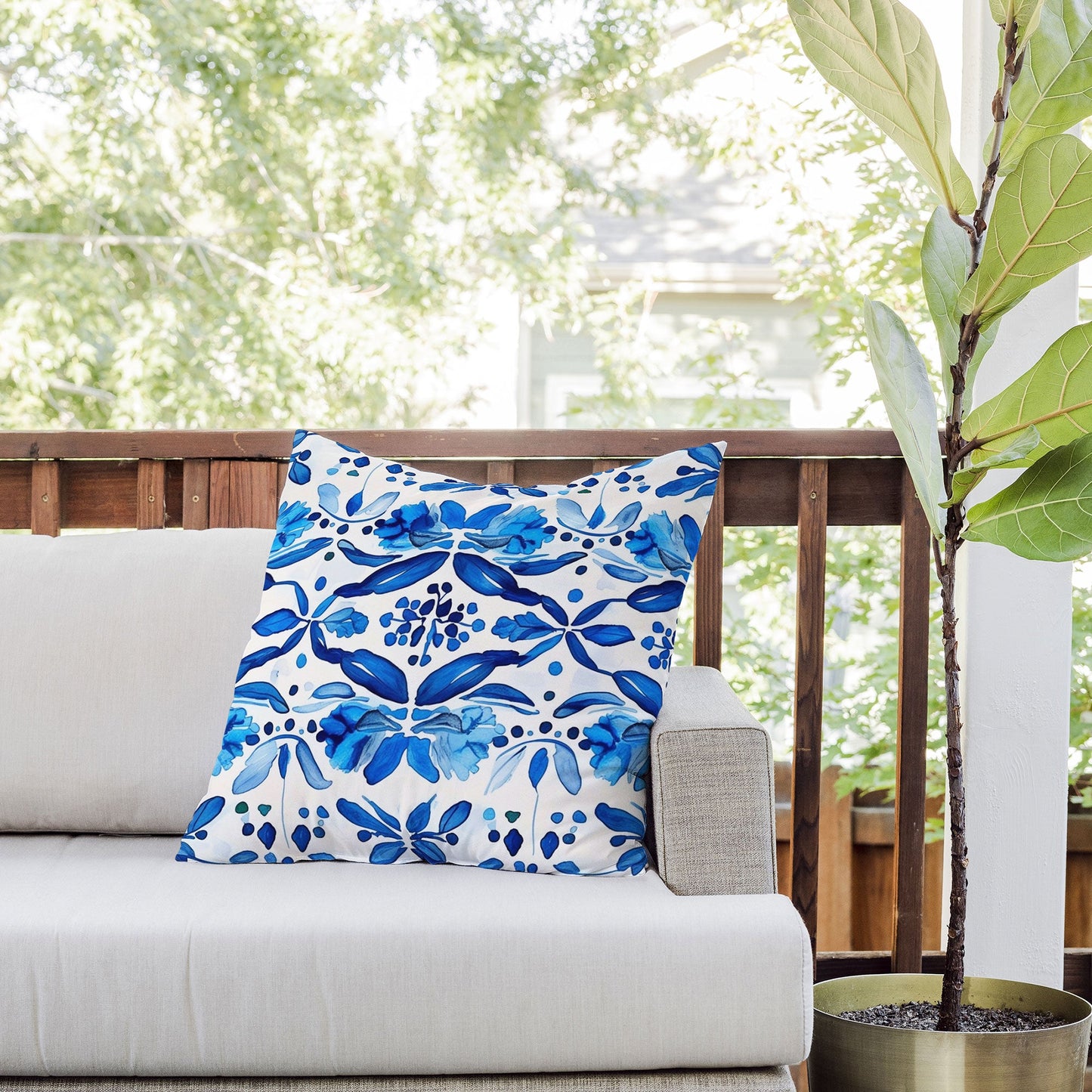 Laura Trevey Madrid Mist Outdoor Throw Pillow