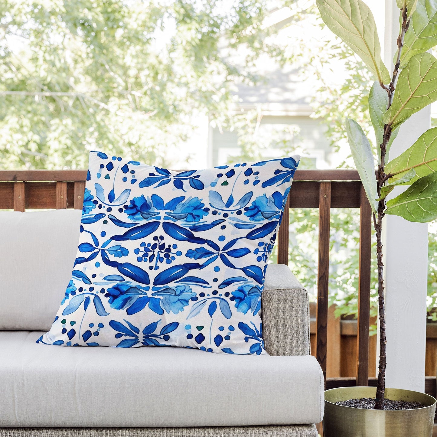 Laura Trevey Madrid Mist Outdoor Throw Pillow