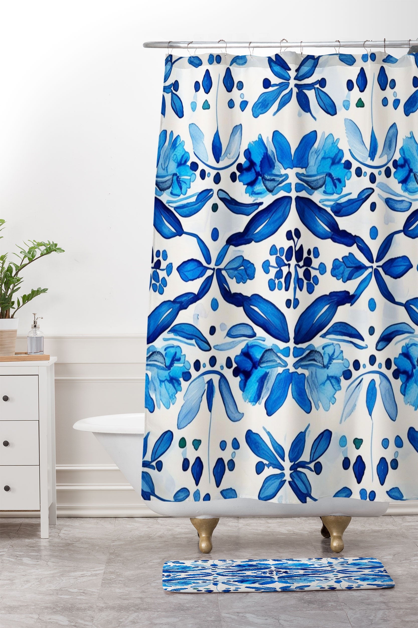 Laura Trevey Madrid Mist Shower Curtain And Mat