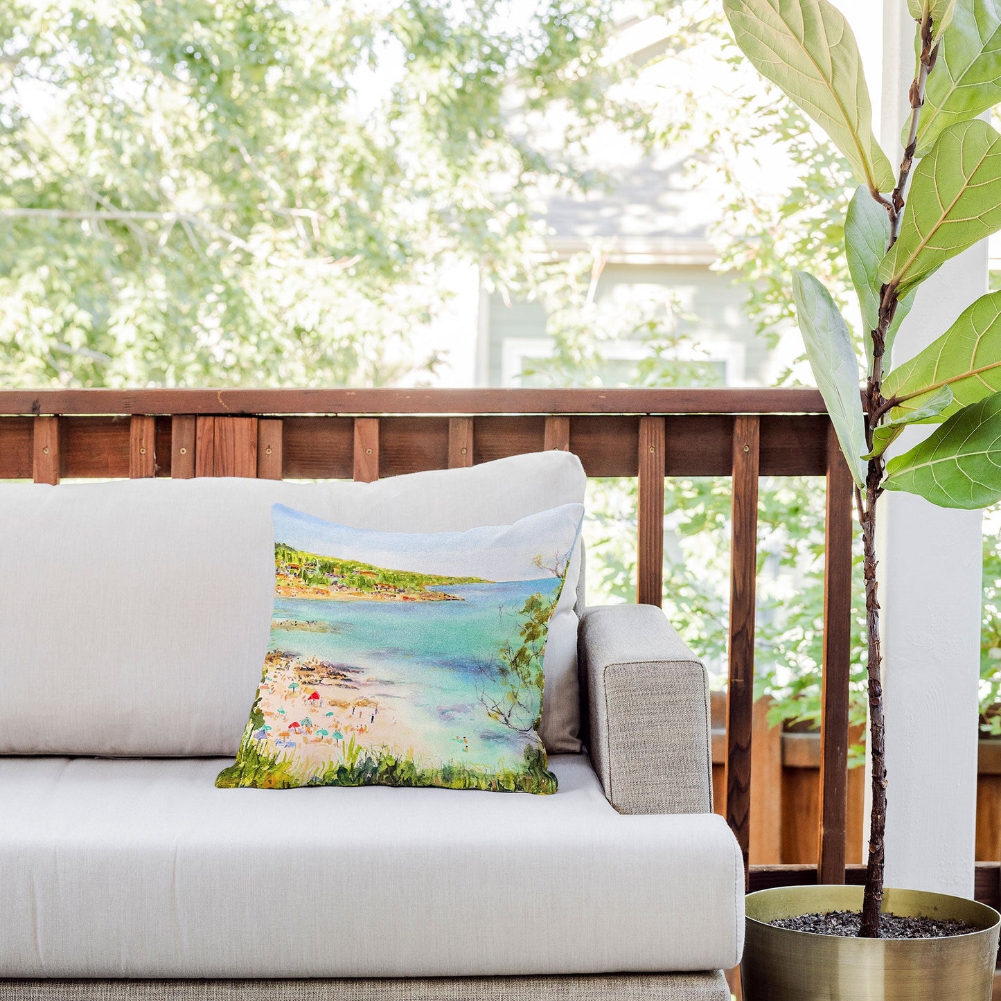 Laura Trevey South of France Outdoor Throw Pillow
