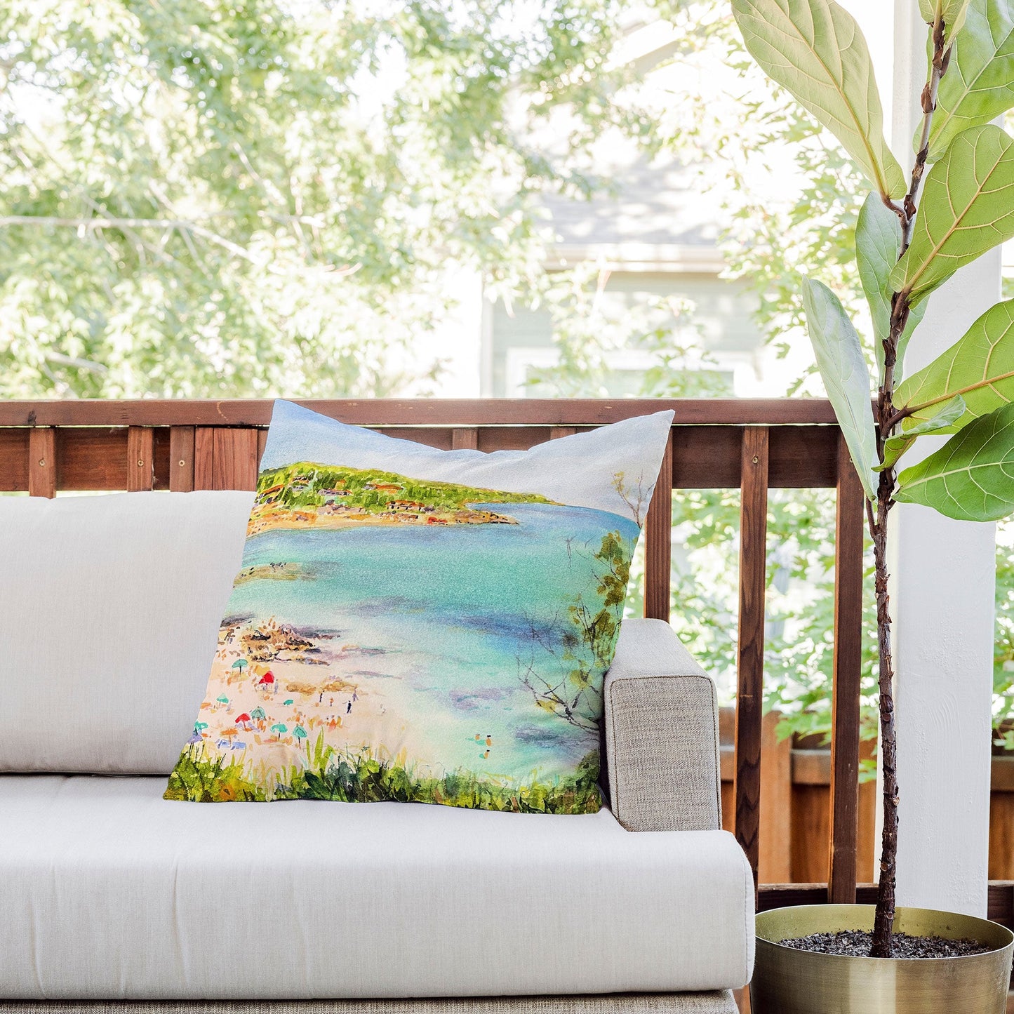 Laura Trevey South of France Outdoor Throw Pillow