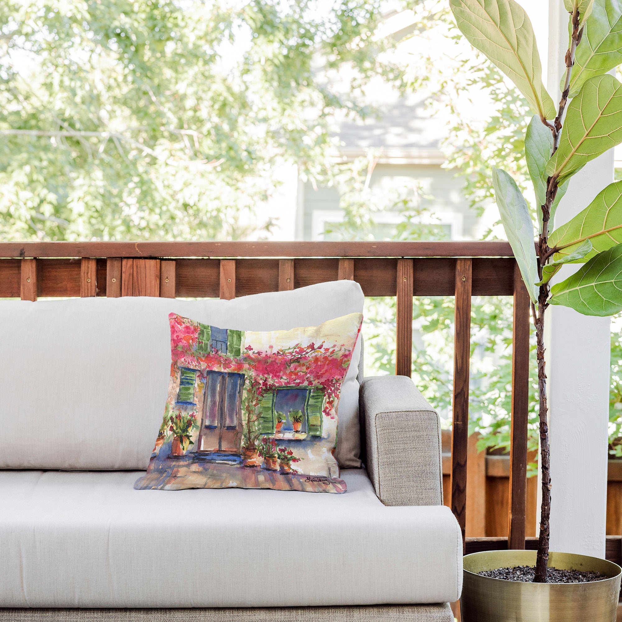 Laura Trevey Valldemossa Outdoor Throw Pillow