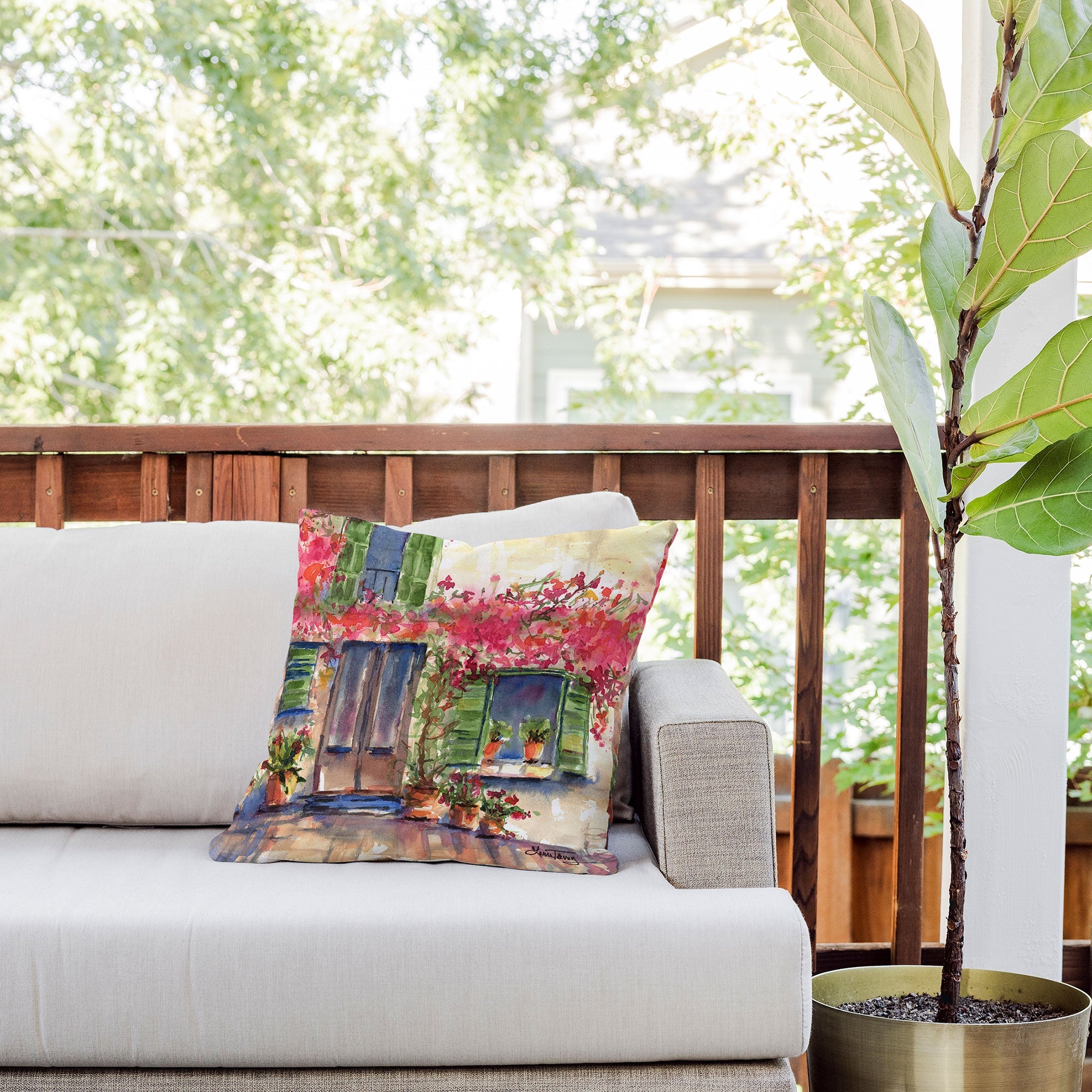 Laura Trevey Valldemossa Outdoor Throw Pillow
