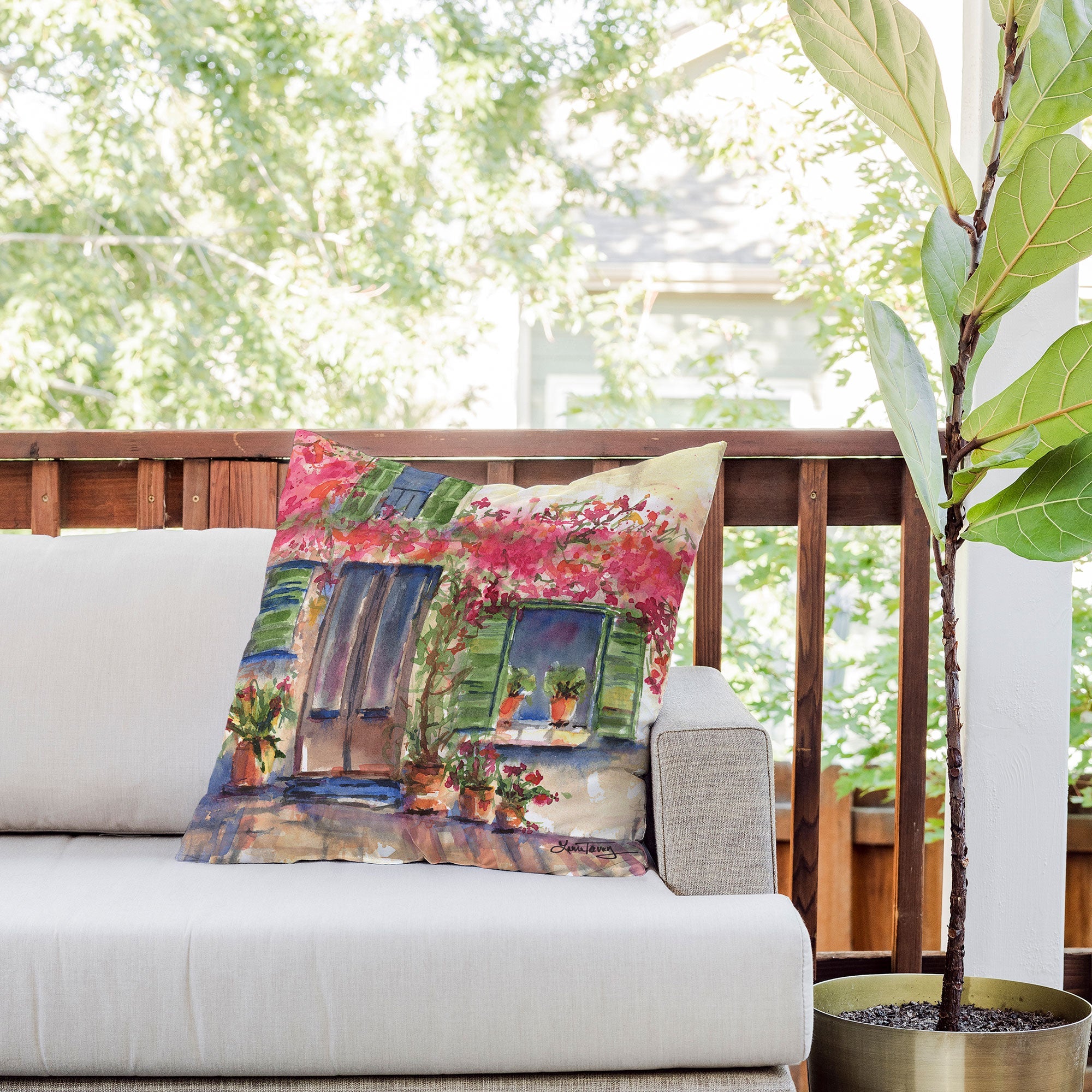 Laura Trevey Valldemossa Outdoor Throw Pillow