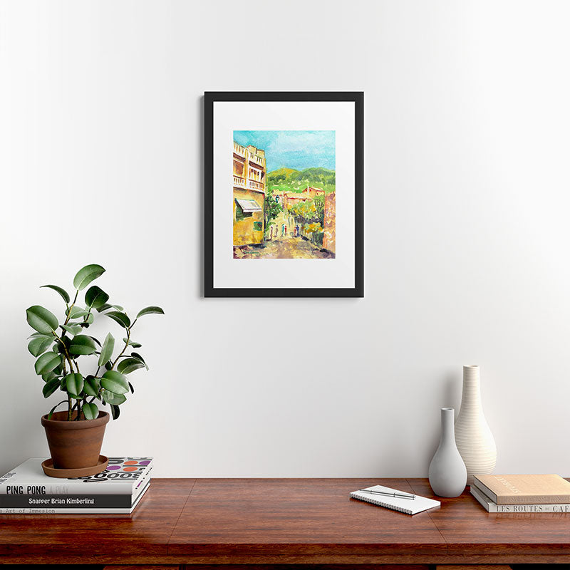 Laura Trevey Valldemossa Village Framed Art Print