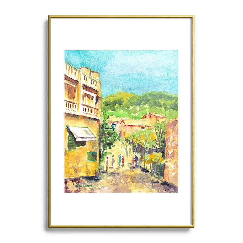 Laura Trevey Valldemossa Village Metal Framed Art Print