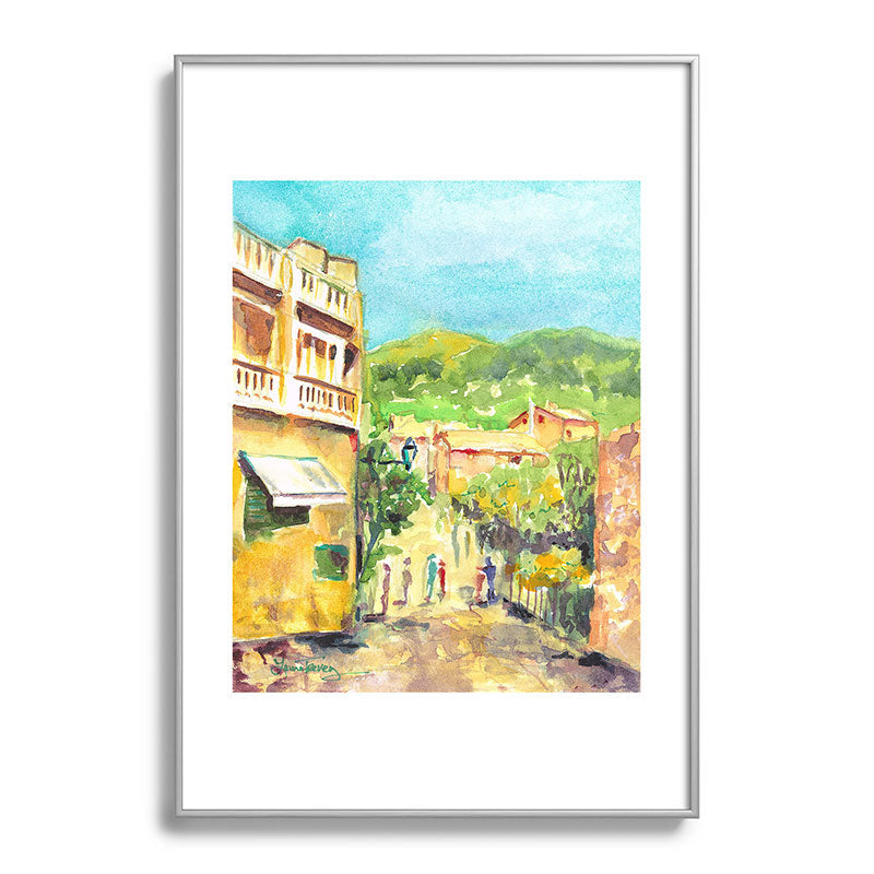 Laura Trevey Valldemossa Village Metal Framed Art Print
