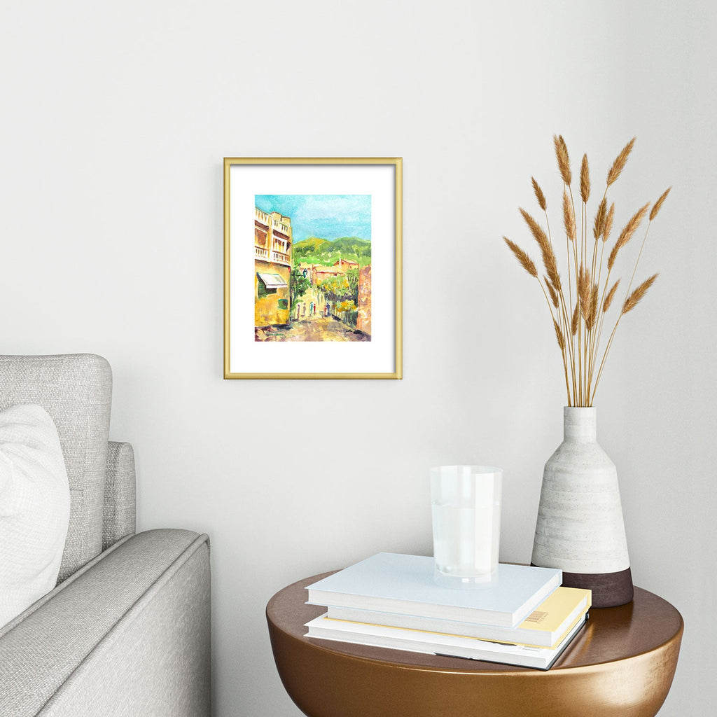Laura Trevey Valldemossa Village Metal Framed Art Print