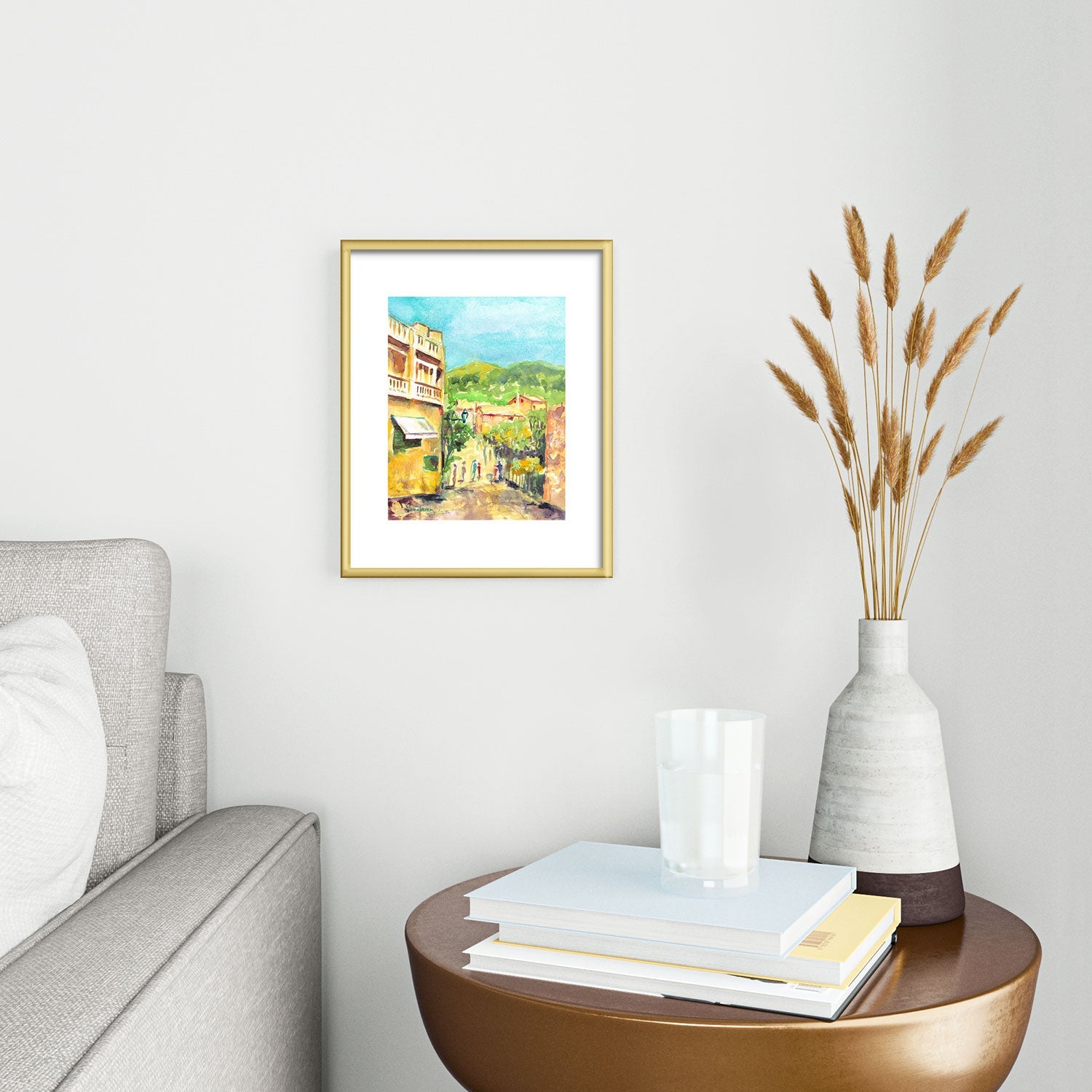 Laura Trevey Valldemossa Village Metal Framed Art Print