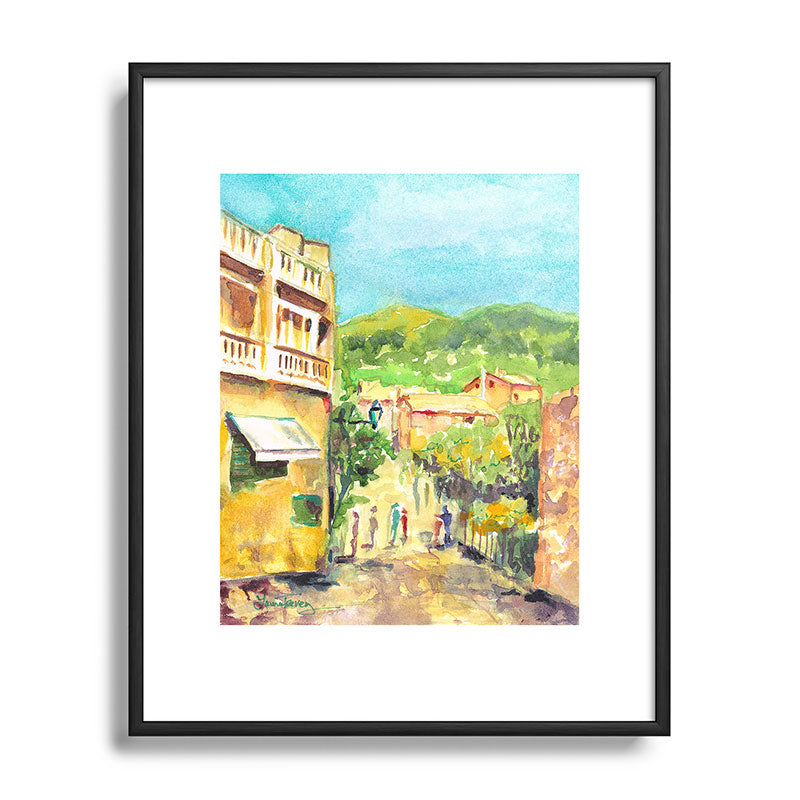Laura Trevey Valldemossa Village Metal Framed Art Print