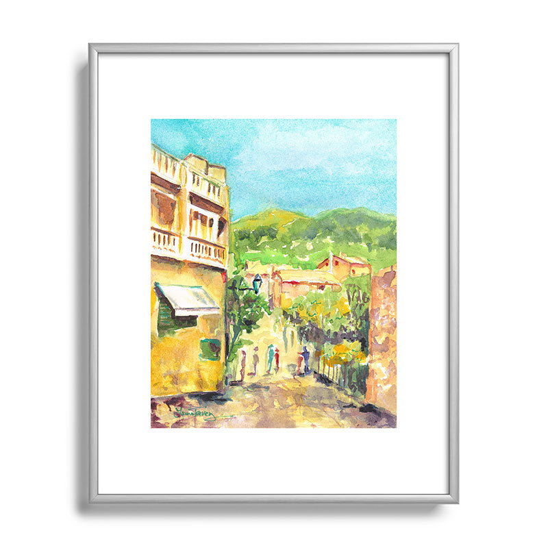 Laura Trevey Valldemossa Village Metal Framed Art Print