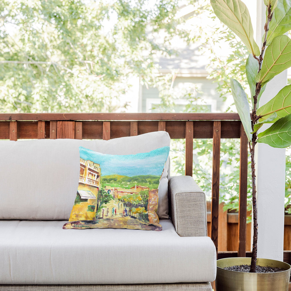Laura Trevey Valldemossa Village Outdoor Throw Pillow