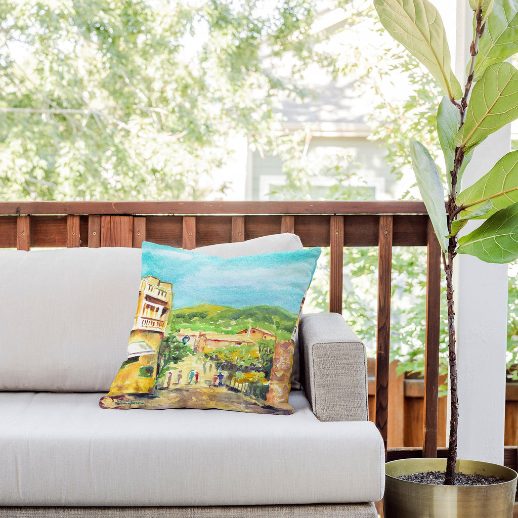 Laura Trevey Valldemossa Village Outdoor Throw Pillow