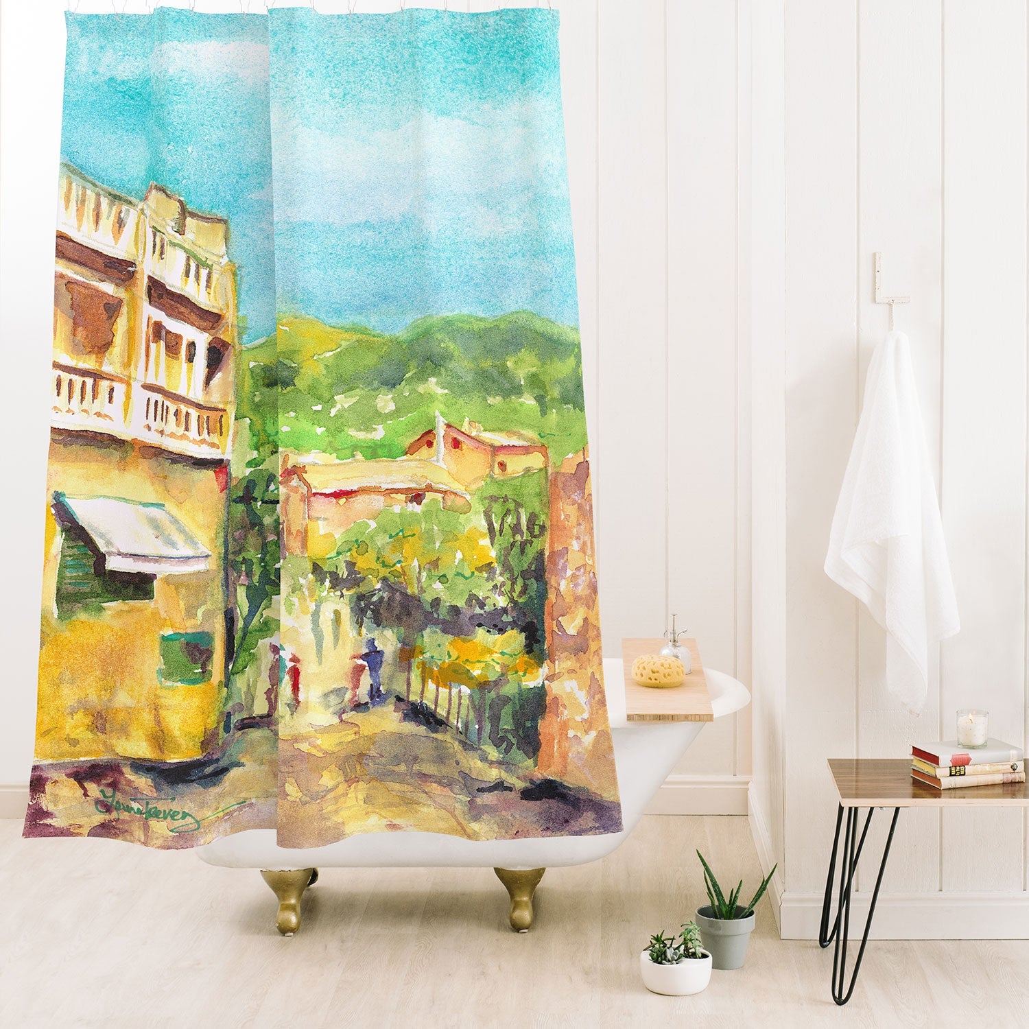 Laura Trevey Valldemossa Village Shower Curtain