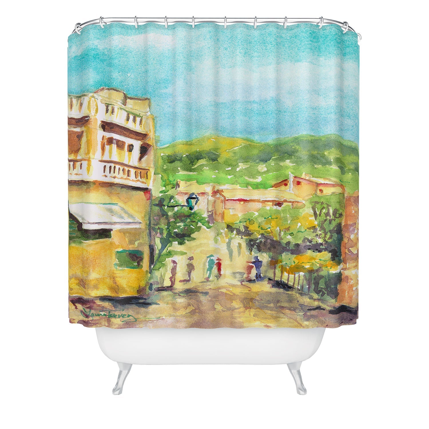 Laura Trevey Valldemossa Village Shower Curtain