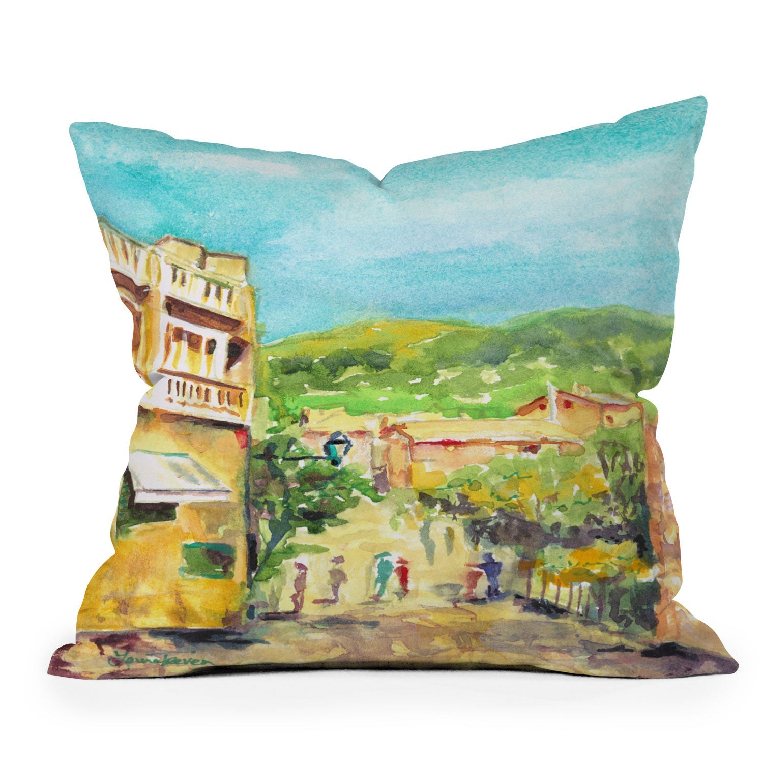 Laura Trevey Valldemossa Village Outdoor Throw Pillow