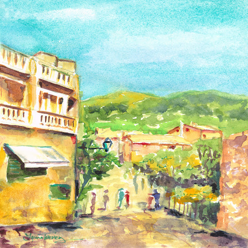 Laura Trevey Valldemossa Village Shower Curtain