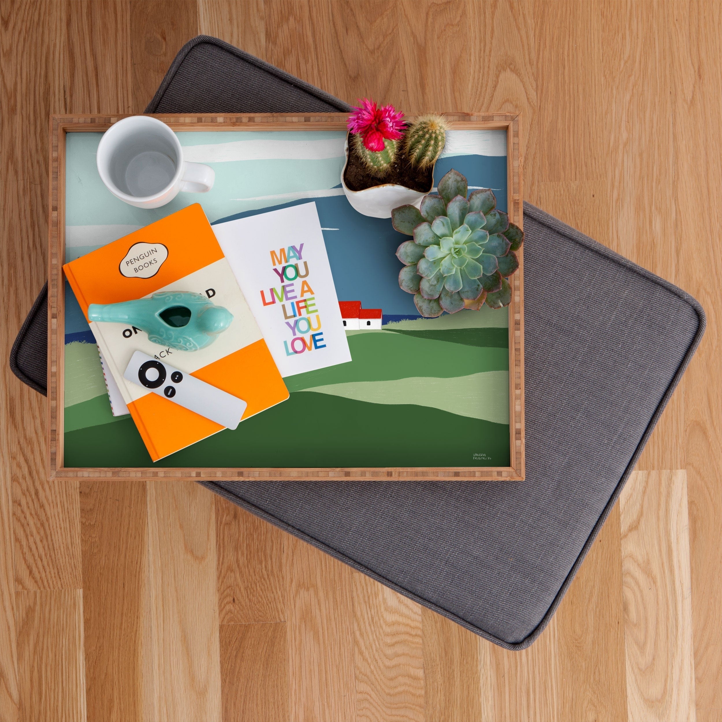 Valeria Frustaci Red roof in Iceland Rectangular Tray