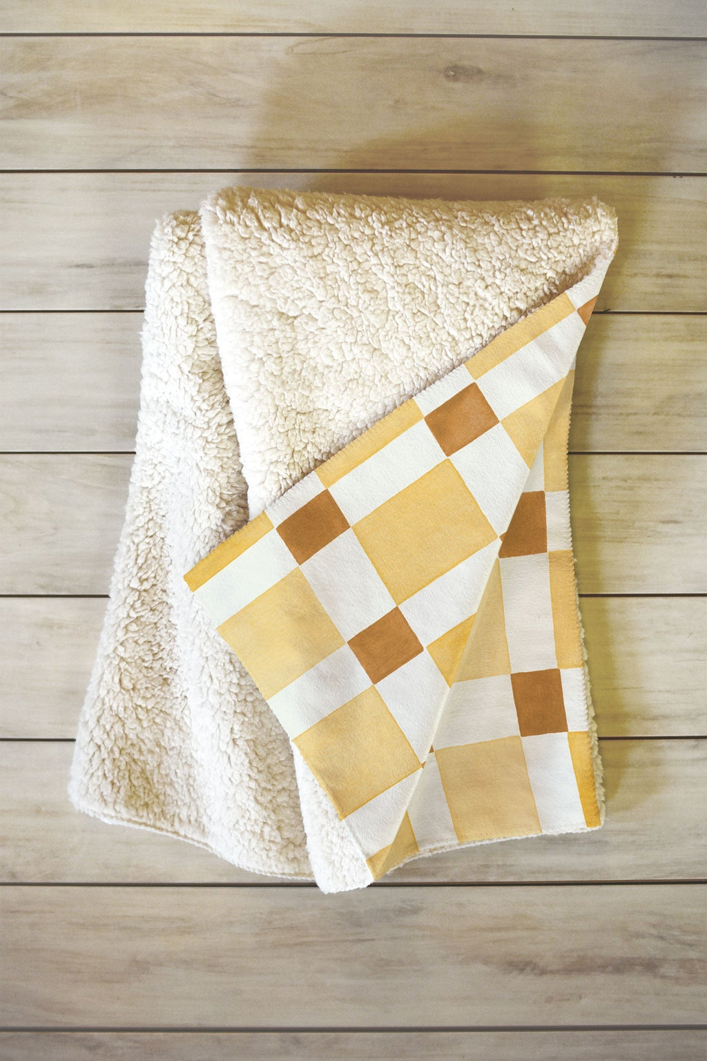 Ninola Design Everyday Artifact Checker Mosaic Tiles Geometry Yellow Fleece Throw Blanket