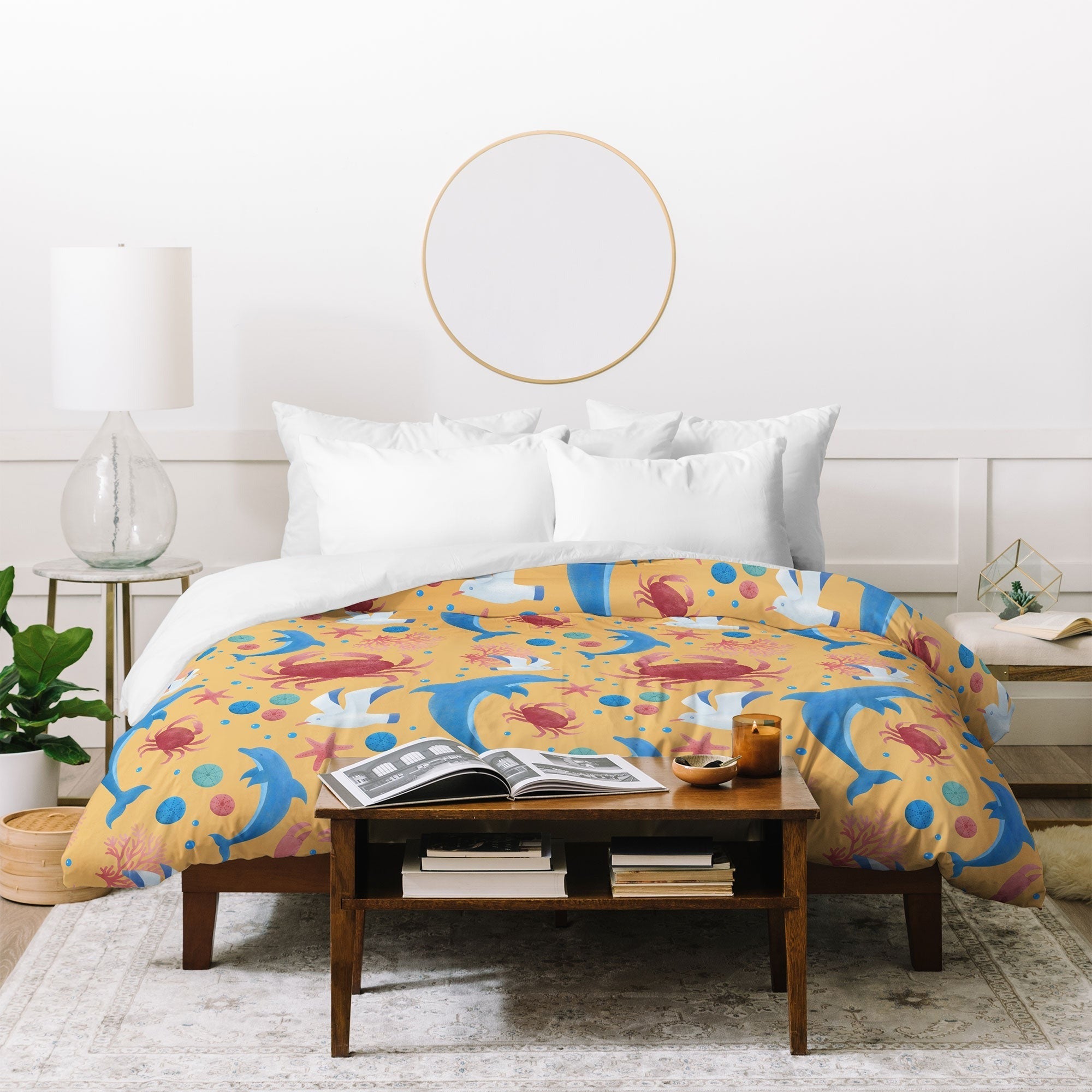 Seta Zakian Sailing Sealife yellow Duvet Cover