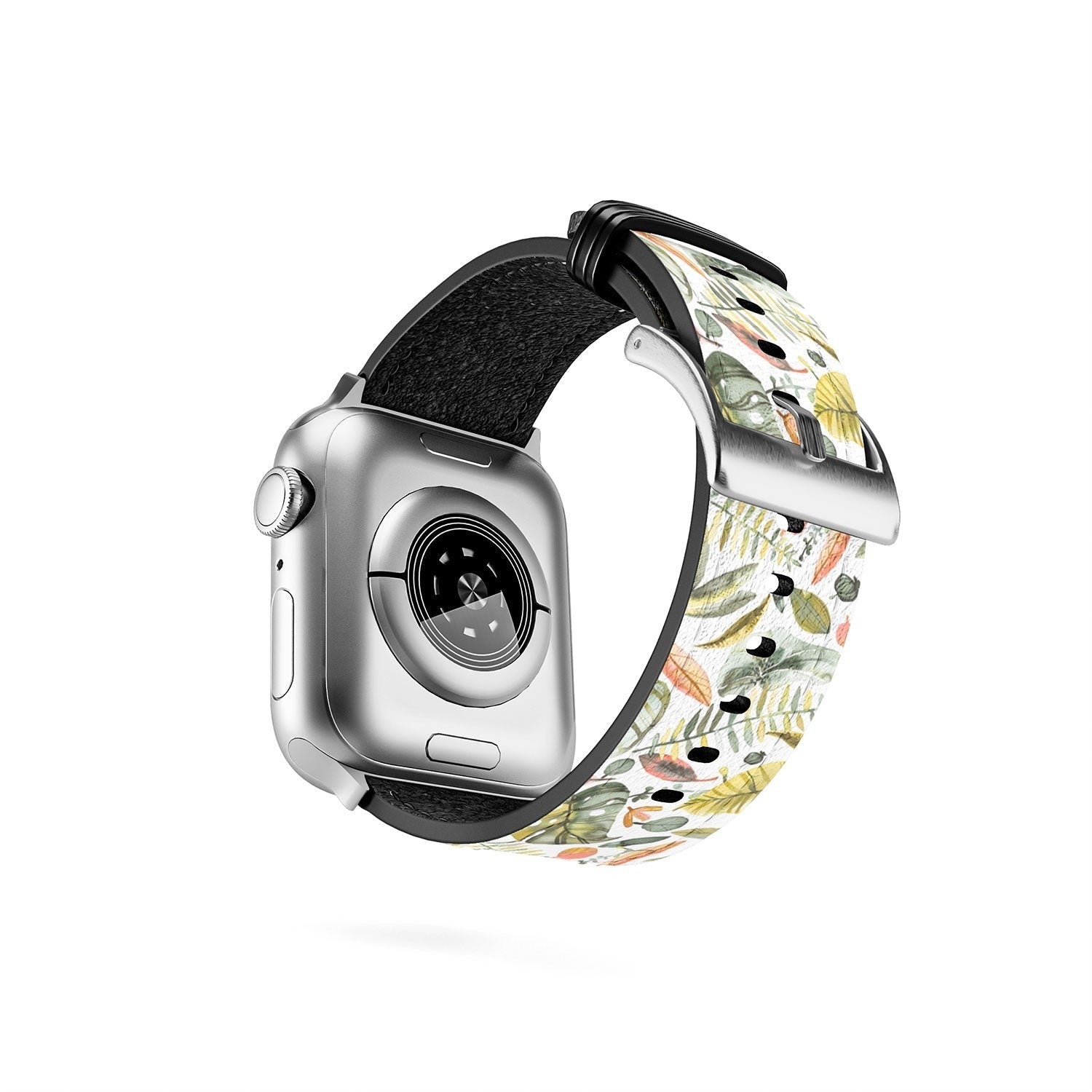 Ninola Design Botanic Retreat Tropical Jungle Leaves Botanical Green Orange Apple Watch Band