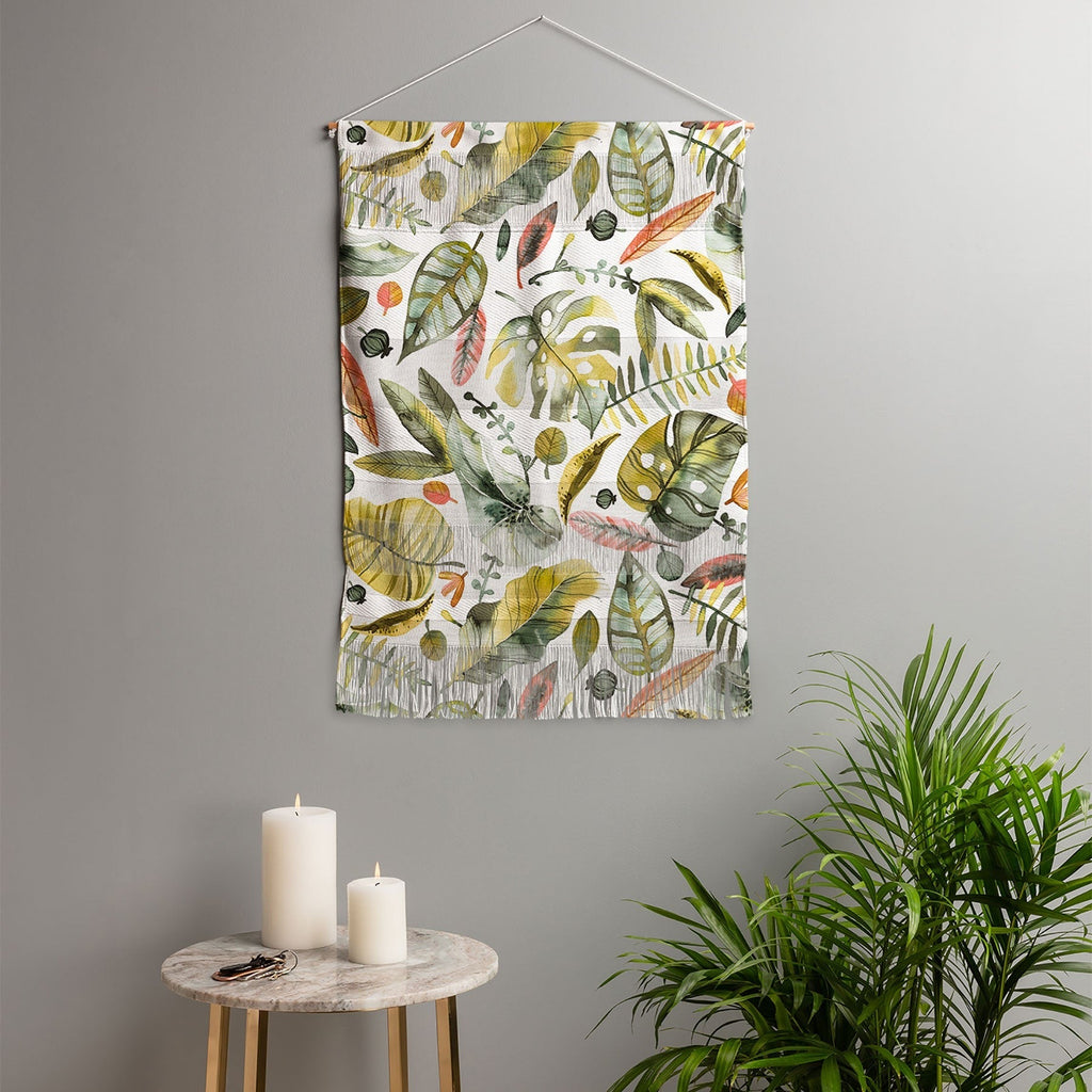 Ninola Design Botanic Retreat Tropical Jungle Leaves Botanical Green Orange Wall Hanging Portrait