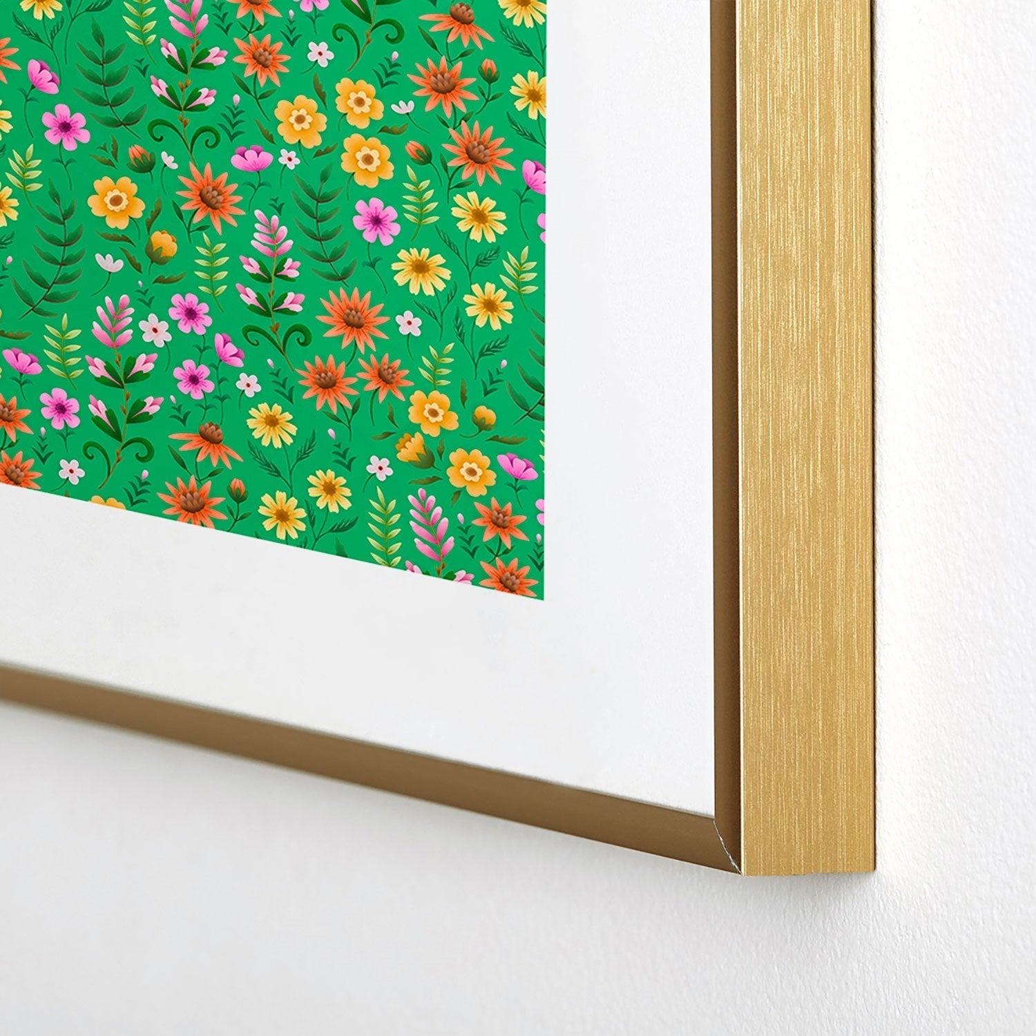 Pimlada Phuapradit Ditsy Spring Floral Green Metal Framed Art Print