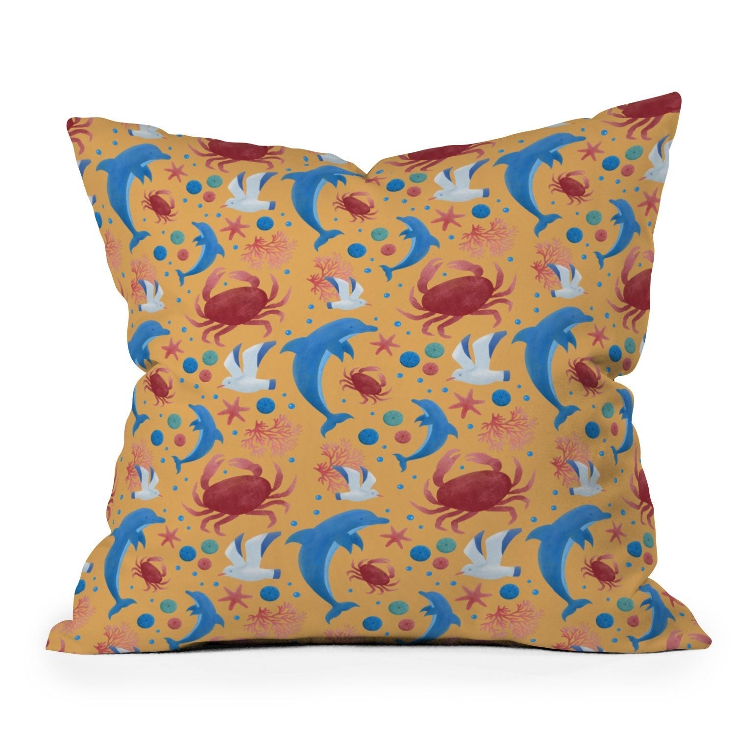 Seta Zakian Sailing Sealife yellow Outdoor Throw Pillow