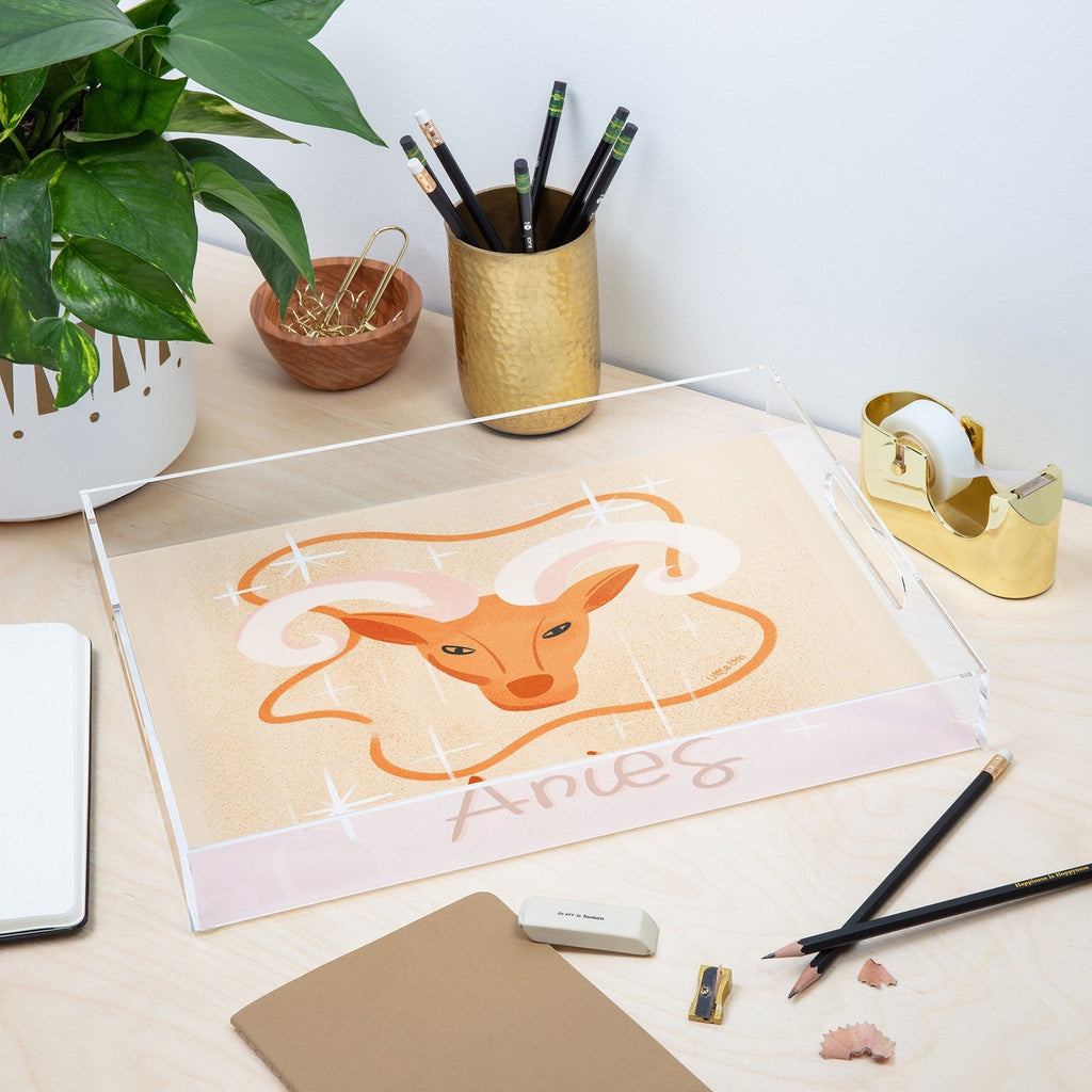 Little Om Zodiac Signs Aries Acrylic Tray